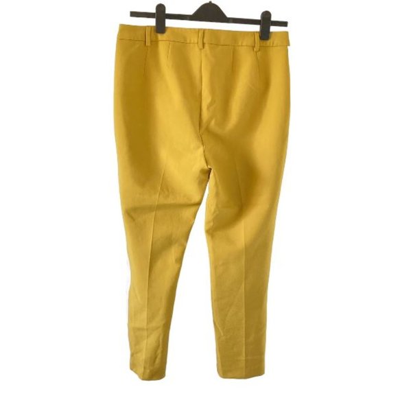 BNWT M&S Women's Mustard Yellow White Side Panels Slim Fit Trousers Size 16 - Picture 2 of 16
